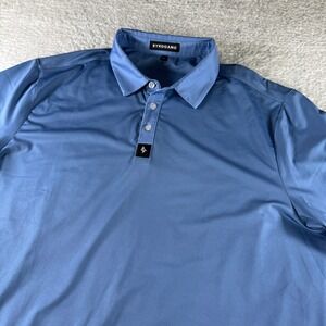 Byrd Gang Polo Shirt Mens Large Blue Solid Print Golf Performance Stretch